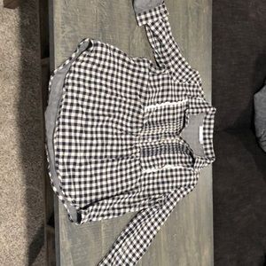 Blue grey and white top